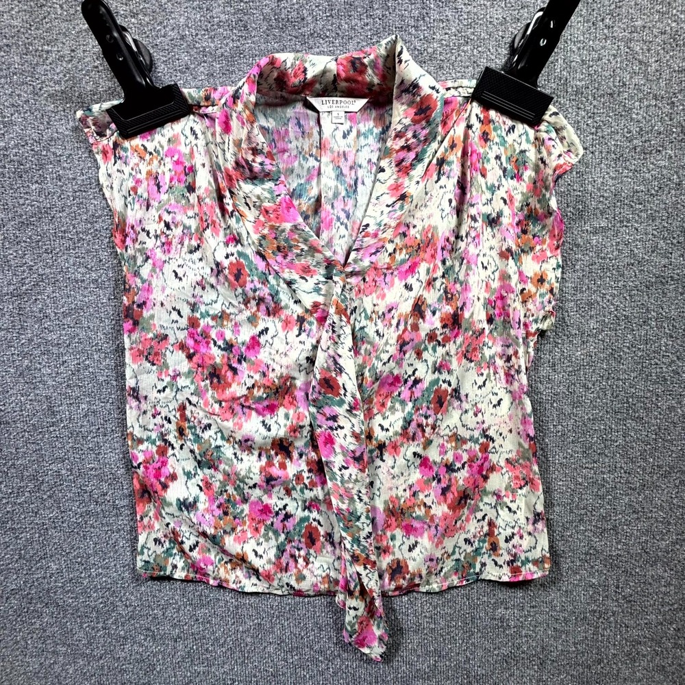 Liverpool Los Angeles Women S Multi Painted Floral Tie Front Top LM8836PCP46